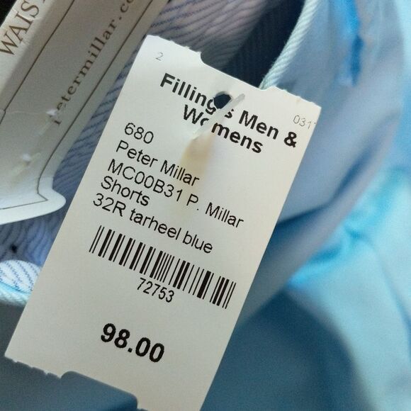 NWT Peter Millar Pima Cotton Winston Washed Twill Short Tarheel blue size 32R - Picture 8 of 12